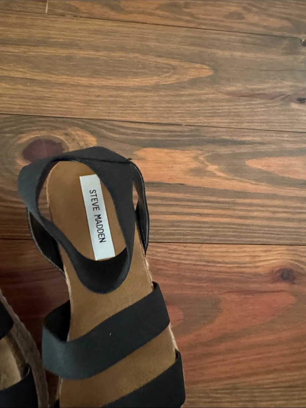 Steve Madden Black Espadrille Platform Sandals with Ankle Strap